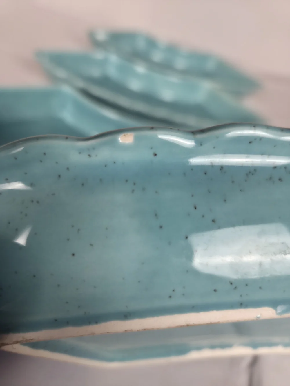 Vintage..Aqua Glazed Decorative Ceramic Bowl - Home Dining Serveware...